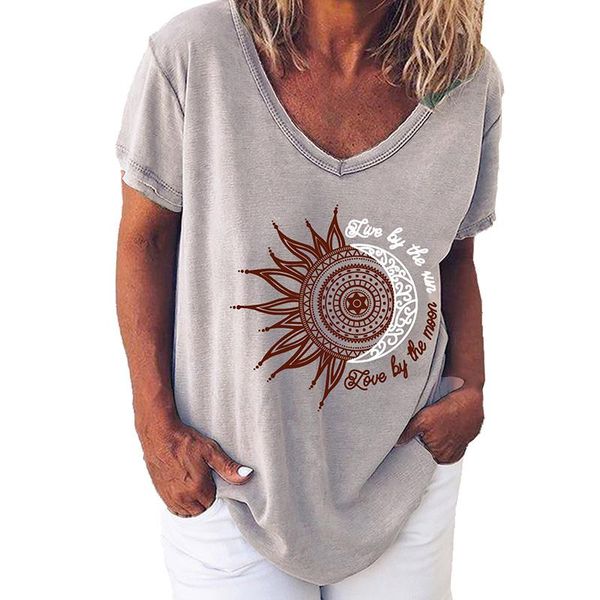 summer live by the sun printed v-neck short-sleeved t-shirt for women plus size woman tshirts graphic t shirts harajuku women's, White
summer live by the sun printed v-neck short-sleeved t-shirt for women plus size woman tshirts graphic t shirts harajuku women's, White