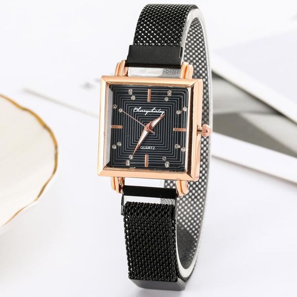 wristwatches 2021 square shell women watch ladies simple scale rhinestone quartzwatch female magnetic milan belt korean casual wristwatch, Slivery;brown
wristwatches 2021 square shell women watch ladies simple scale rhinestone quartzwatch female magnetic milan belt korean casual wristwatch, Slivery;brown
