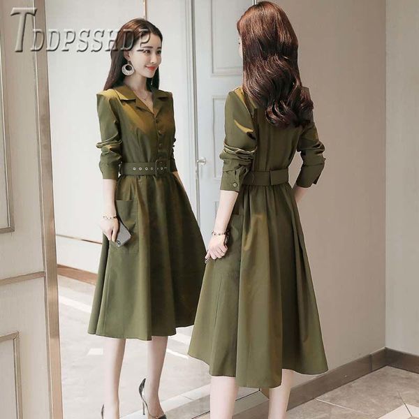 casual dresses 2021 korean autumn women dress waist belt long sleeve female, Black;gray
casual dresses 2021 korean autumn women dress waist belt long sleeve female, Black;gray