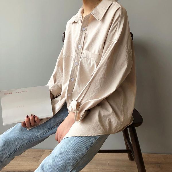 women's blouses & shirts yourseason 2021 korean ladies loose and women solid color autumn spring 3 colors, White
women's blouses & shirts yourseason 2021 korean ladies loose and women solid color autumn spring 3 colors, White