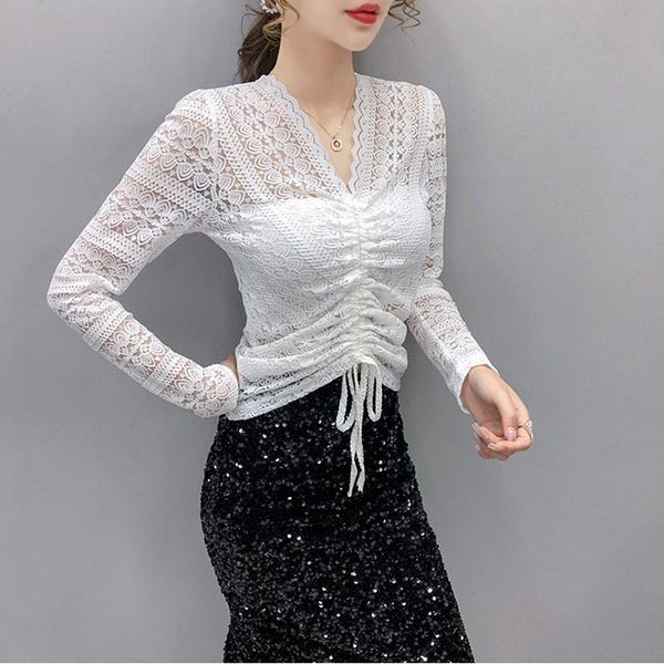 women's blouses & shirts tingyili hollow out drawstring sheer lace blouse shirt women spring long sleeve v-neck black white pink bl
women's blouses & shirts tingyili hollow out drawstring sheer lace blouse shirt women spring long sleeve v-neck black white pink bl