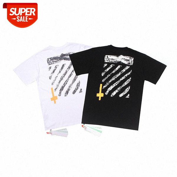 oversized short-sleeved t-shirt with diagonal stripes on the back of ow #js97, White;black
oversized short-sleeved t-shirt with diagonal stripes on the back of ow #js97, White;black