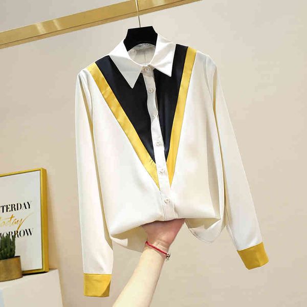 shirt up womens spring stylish ladies lapel hit patchwork chiffon long sleeve women, White
shirt up womens spring stylish ladies lapel hit patchwork chiffon long sleeve women, White