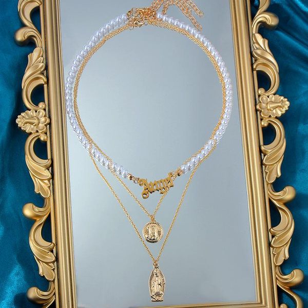 hip hop gold multilayered long chain baroque pearl necklace for women trendy angel letter coin portrait pendant jewelry necklaces, Silver
hip hop gold multilayered long chain baroque pearl necklace for women trendy angel letter coin portrait pendant jewelry necklaces, Silver