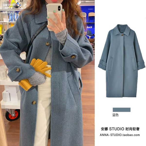 women's wool & blends blue mid-length woolen coat 2021 autumn and winter lazy loose thin quilted thick, Black
women's wool & blends blue mid-length woolen coat 2021 autumn and winter lazy loose thin quilted thick, Black