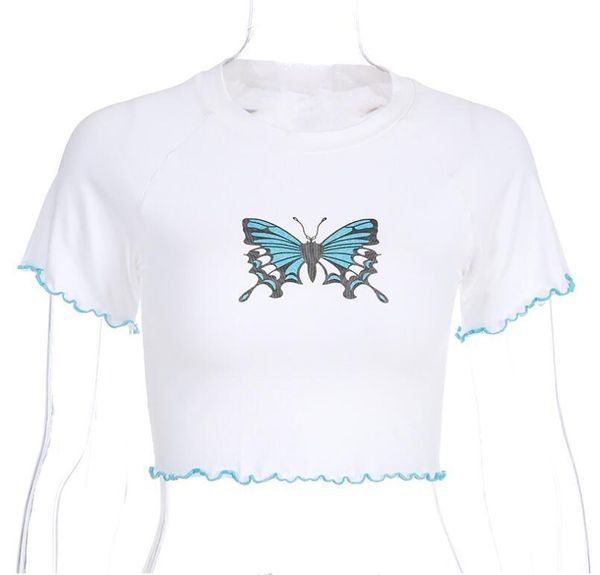 women's t-shirt summer women butterfly short sleeve casual fashion t shirt, White 
women's t-shirt summer women butterfly short sleeve casual fashion t shirt, White