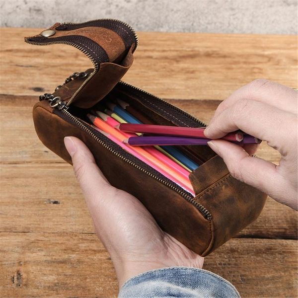 pencil bags vintage leather pen bag case stationery organizer for student school supplies dropship
pencil bags vintage leather pen bag case stationery organizer for student school supplies dropship