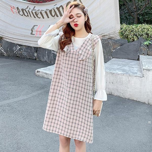 maternity dresses 9597# 2021 autumn korean fashion dress elegant ruffle o neck sweet clothes for pregnant women loose plaid pregnancy, White
maternity dresses 9597# 2021 autumn korean fashion dress elegant ruffle o neck sweet clothes for pregnant women loose plaid pregnancy, White