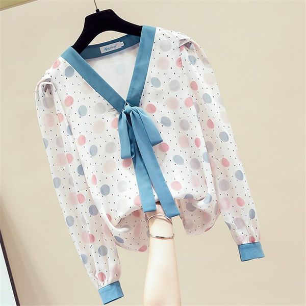 women's blouses & shirts 2021 spring floral pattern dot print blouse ladies shirt design niche chiffon, White
women's blouses & shirts 2021 spring floral pattern dot print blouse ladies shirt design niche chiffon, White