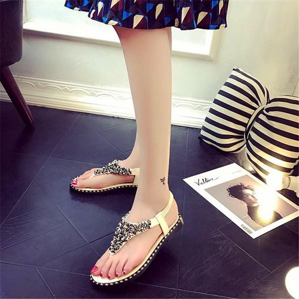 flat bottom student beach sandals female summer pinned beaded rhinestone roman shoes heel, Black
flat bottom student beach sandals female summer pinned beaded rhinestone roman shoes heel, Black