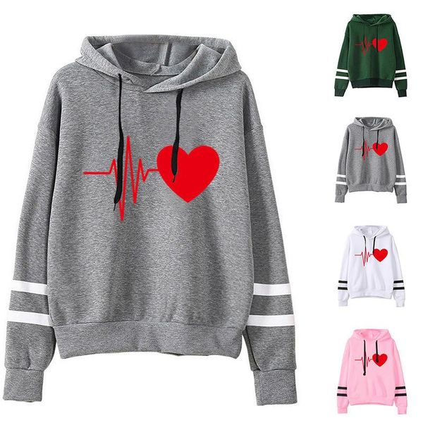 women's hoodies & sweatshirts women hoodie heartbeat heart printed double striped long sleeve fleece sweatshirt with hat girls pullover, Black
women's hoodies & sweatshirts women hoodie heartbeat heart printed double striped long sleeve fleece sweatshirt with hat girls pullover, Black