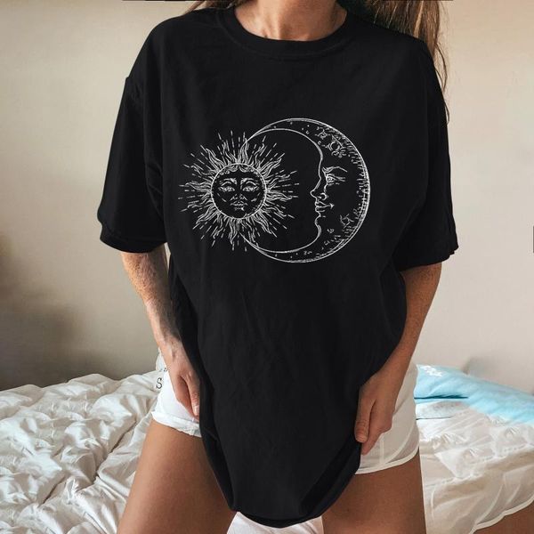 women's t-shirt vintage sun and moon printed pattern t-shirts casual short sleeve loose o neck tee oversize #p3, White
women's t-shirt vintage sun and moon printed pattern t-shirts casual short sleeve loose o neck tee oversize #p3, White