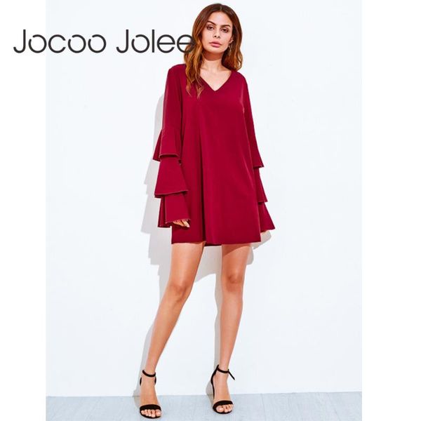 jocoo jolee 2021 loose cascading ruffles sleeves dress for women v-neck straight winter and spring casual red dresses, Black;gray
jocoo jolee 2021 loose cascading ruffles sleeves dress for women v-neck straight winter and spring casual red dresses, Black;gray