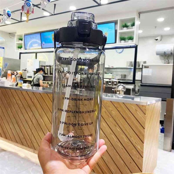 water large capacity plastic net red water space summer portable sports outdoor fitness kettle straw cup