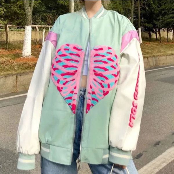 women's jackets alta rua varsity jaquetas mulheres coração osso retalhos jaqueta de beisebol vintage harajuku outono piloto casaco 0je7, Black;brown
women's jackets alta rua varsity jaquetas mulheres coração osso retalhos jaqueta de beisebol vintage harajuku outono piloto casaco 0je7, Black;brown