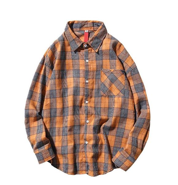 men's casual shirts orange plaid shirt men turn-down collar long sleeve 2021 autumn male camisas, White;black
men's casual shirts orange plaid shirt men turn-down collar long sleeve 2021 autumn male camisas, White;black