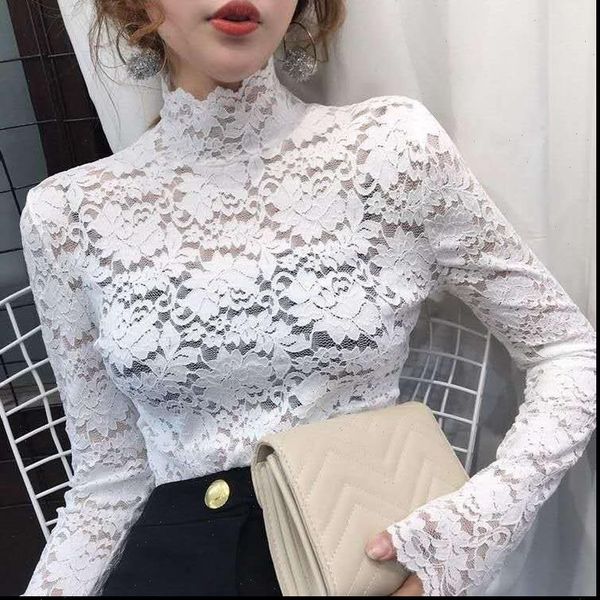 turtleneck slim fit lace women blouses long sleeve casual korean office summer autumn bottoming shirts hallow out, White
turtleneck slim fit lace women blouses long sleeve casual korean office summer autumn bottoming shirts hallow out, White