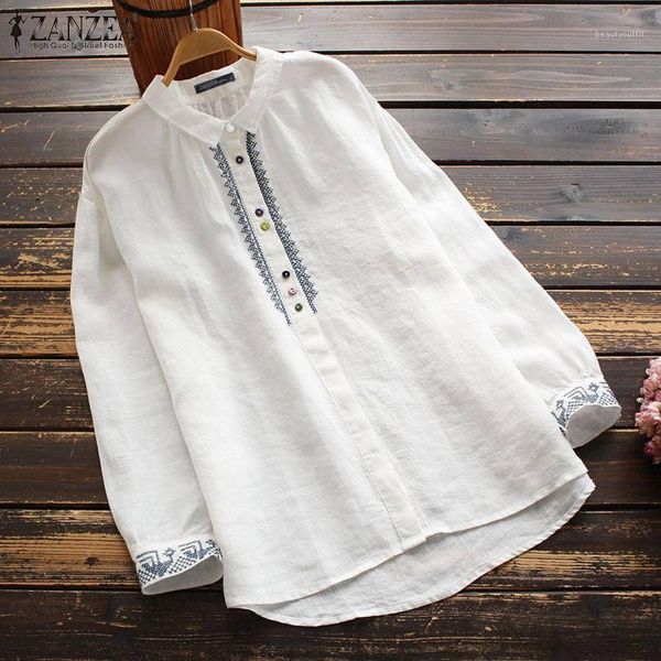 women's blouses & shirts autumn blouse 2021 zanzea kaftan embroidery casual long sleeve blusas female button tunic plus size chemise 5x, White
women's blouses & shirts autumn blouse 2021 zanzea kaftan embroidery casual long sleeve blusas female button tunic plus size chemise 5x, White