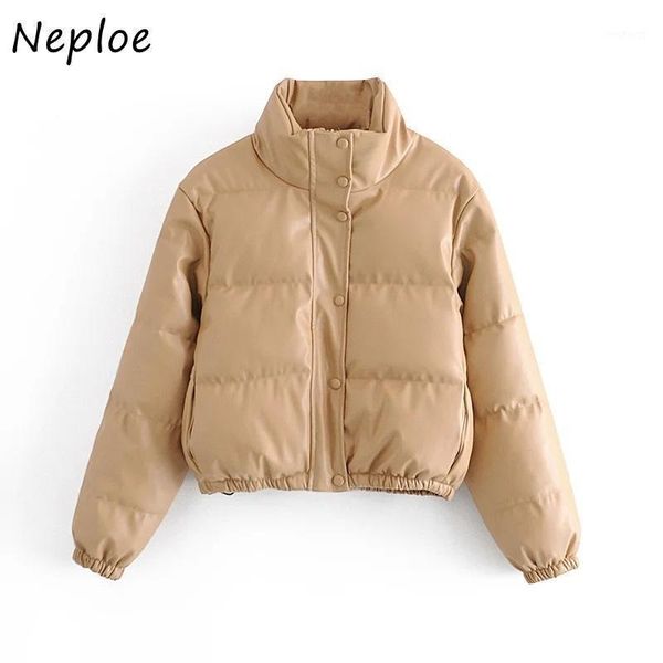 women's down & parkas neploe 2021 autumn winter pu leather cotton jacket women stand collar female solid color button coat mujer chaque, Black
women's down & parkas neploe 2021 autumn winter pu leather cotton jacket women stand collar female solid color button coat mujer chaque, Black