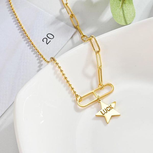 chains fashion stainless steel pendant star chain neckalce design metal texture gold necklace for women jewelry, Silver
chains fashion stainless steel pendant star chain neckalce design metal texture gold necklace for women jewelry, Silver