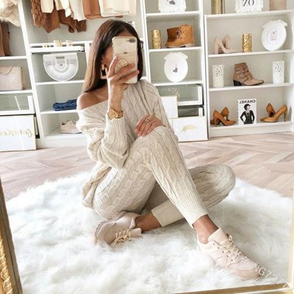 two piece dress street style women's fashion solid 2 set casual knitted tracksuit sportswear warm sweater + long pants sweatshirts outf, White
two piece dress street style women's fashion solid 2 set casual knitted tracksuit sportswear warm sweater + long pants sweatshirts outf, White