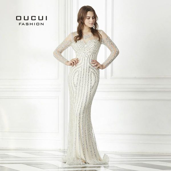 party dresses real pos tulle mermaid long evening dress sleeves luxury handmade crystal diamond sequines ol103061b, White;black
party dresses real pos tulle mermaid long evening dress sleeves luxury handmade crystal diamond sequines ol103061b, White;black