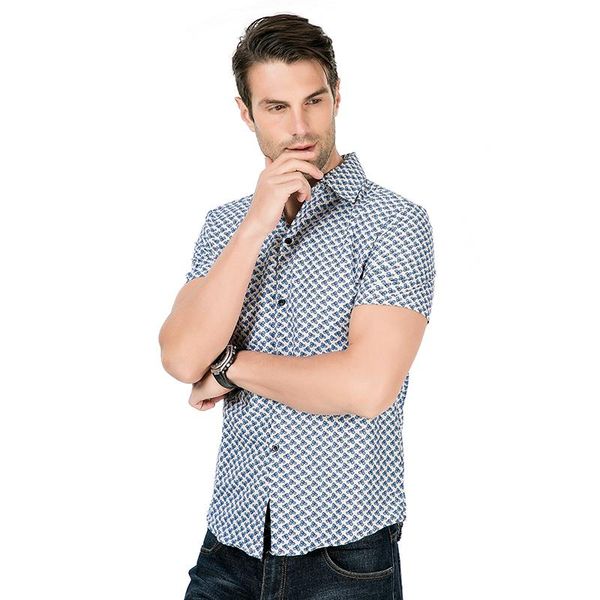 cotton printed men's short sleeve shirts turn down collar single breasted males casual clothing multi color, White;black
cotton printed men's short sleeve shirts turn down collar single breasted males casual clothing multi color, White;black