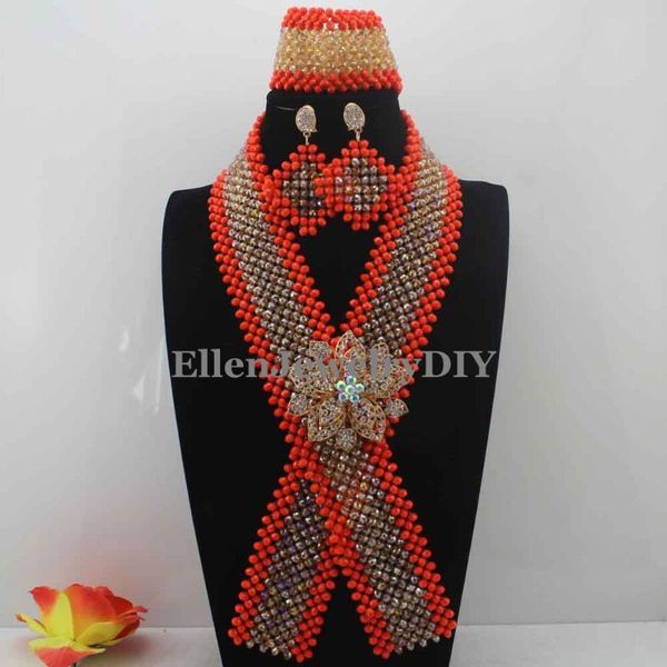 earrings & necklace fashion orange and white crystal beaded necktie set african jewelry sets for brides ceremony w13834, Silver
earrings & necklace fashion orange and white crystal beaded necktie set african jewelry sets for brides ceremony w13834, Silver