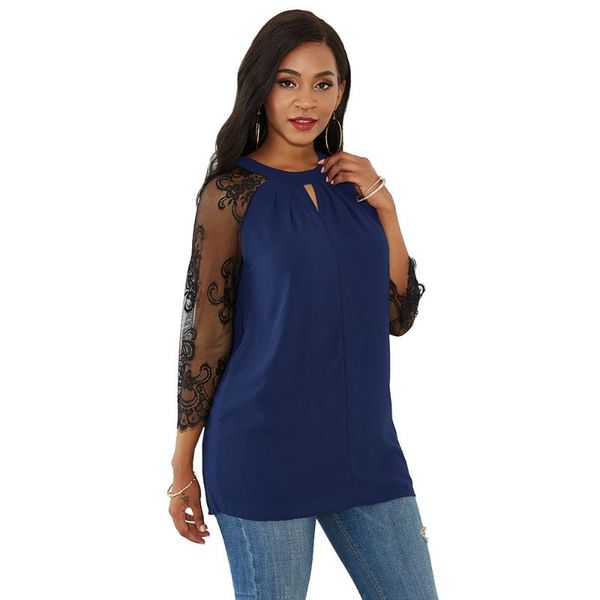 women's t-shirt l1212 autumn style foreign trade lace stitching long-sleeved see-through fashion slim shirt, White 
women's t-shirt l1212 autumn style foreign trade lace stitching long-sleeved see-through fashion slim shirt, White