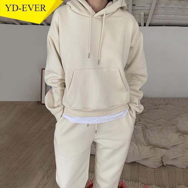 korean chic 2 piece set simple big pockets hooded hoody + drawstring straight casual pants autumn winter all-match suit women's two, White
korean chic 2 piece set simple big pockets hooded hoody + drawstring straight casual pants autumn winter all-match suit women's two, White