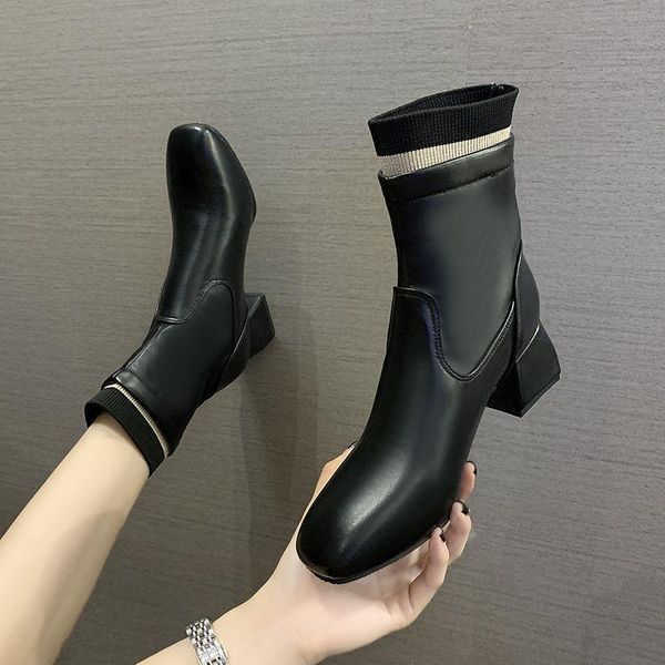 boots 41 large size single thick heel short autumn and winter wild martn thin socks high women's shoes, Black
boots 41 large size single thick heel short autumn and winter wild martn thin socks high women's shoes, Black