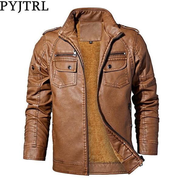 men's fur & faux pyjtrl mens autumn winter fleece lining leather jacket fashion pu washed motorcycle jaket men bomber camperas thick co, Black
men's fur & faux pyjtrl mens autumn winter fleece lining leather jacket fashion pu washed motorcycle jaket men bomber camperas thick co, Black