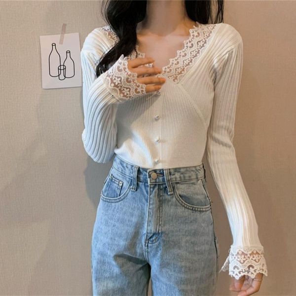 women's knits & tees japanese style lace patchwork v neck women cardigans korean chic long sleeve knit cardigan vintage elegant, White
women's knits & tees japanese style lace patchwork v neck women cardigans korean chic long sleeve knit cardigan vintage elegant, White