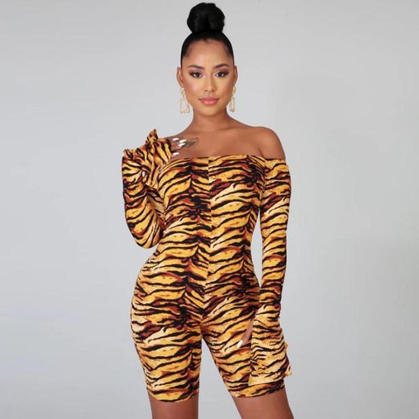 women's jumpsuits & rompers tiger print elegant off shoulder women playsuits skinny slit long flare sleeve fashion slash neck bandage p, Black;white
women's jumpsuits & rompers tiger print elegant off shoulder women playsuits skinny slit long flare sleeve fashion slash neck bandage p, Black;white