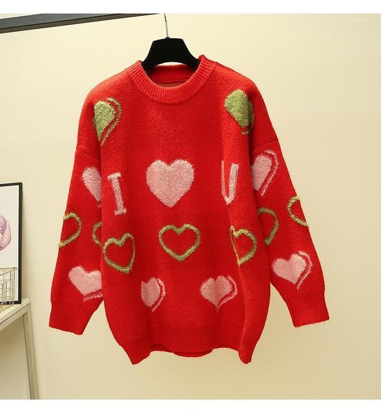 women's sweaters woman sweater red love round neck pattern set head long sleeve thick loose fashion 2021 winter pink green blue, White;black 
women's sweaters woman sweater red love round neck pattern set head long sleeve thick loose fashion 2021 winter pink green blue, White;black