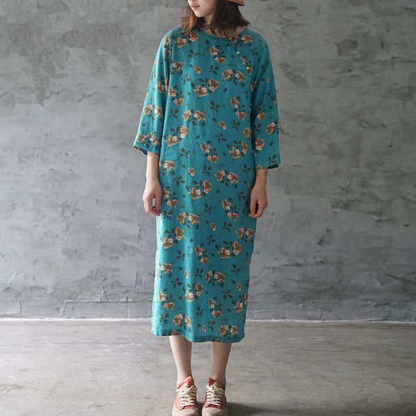 johnature spring leisure retro stand plate buckle floral print dress comfortable plus size women cotton linen dresses 210521, Black;gray
johnature spring leisure retro stand plate buckle floral print dress comfortable plus size women cotton linen dresses 210521, Black;gray