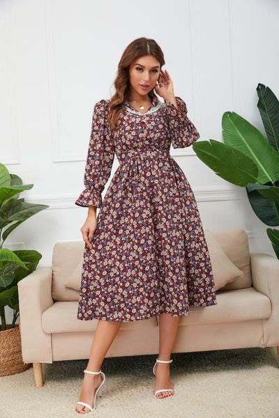 casual dresses 2021 autumn women long lace-up party dress fashion floral print a-line v neck beach size s-xl, Black;gray
casual dresses 2021 autumn women long lace-up party dress fashion floral print a-line v neck beach size s-xl, Black;gray