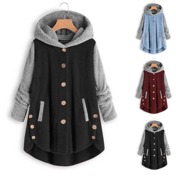 women's hoodies & sweatshirts fleece thicken hoodie women autumn winter buttons long sleeve patchwork hooded pullover loose clothing f, Black
women's hoodies & sweatshirts fleece thicken hoodie women autumn winter buttons long sleeve patchwork hooded pullover loose clothing f, Black