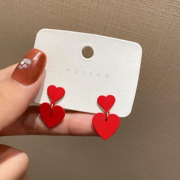 dangle & chandelier lovoacc korea japan sweet red love heart earrings for women girl brass spray double drop year jewelry, Silver
dangle & chandelier lovoacc korea japan sweet red love heart earrings for women girl brass spray double drop year jewelry, Silver