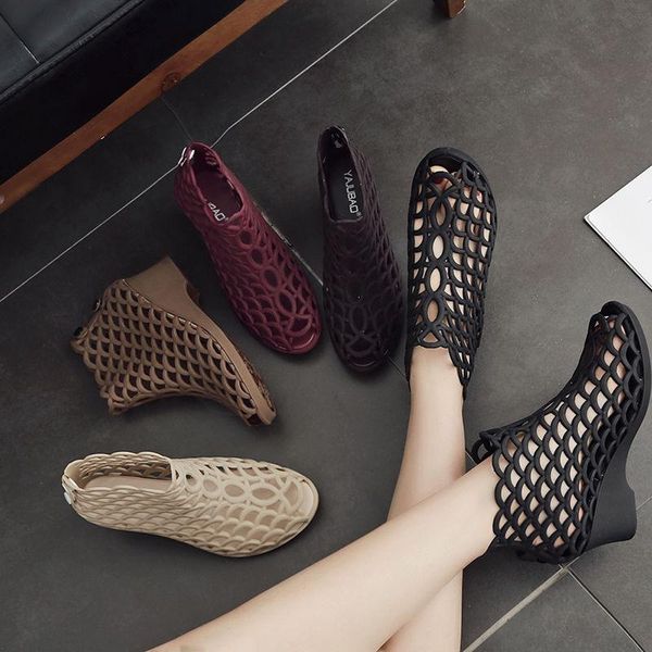 summer mesh wedge heel sandals, non-slip, fish mouth jelly high heels, hollowed-out roman cool shoes sandals, Black
summer mesh wedge heel sandals, non-slip, fish mouth jelly high heels, hollowed-out roman cool shoes sandals, Black