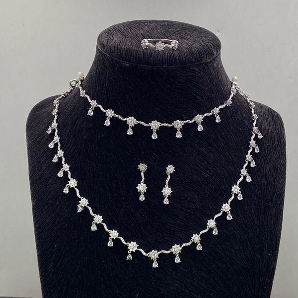 earrings & necklace lanyika jewelry set graceful tassel zirconia micro pave with earrings, bracelet and ring for woman wedding party gifts, Silver
earrings & necklace lanyika jewelry set graceful tassel zirconia micro pave with earrings, bracelet and ring for woman wedding party gifts, Silver