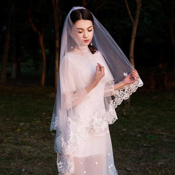 bridal veils white cathedral wedding veil lace edge one layer fashion handmade bride accessories, Black
bridal veils white cathedral wedding veil lace edge one layer fashion handmade bride accessories, Black