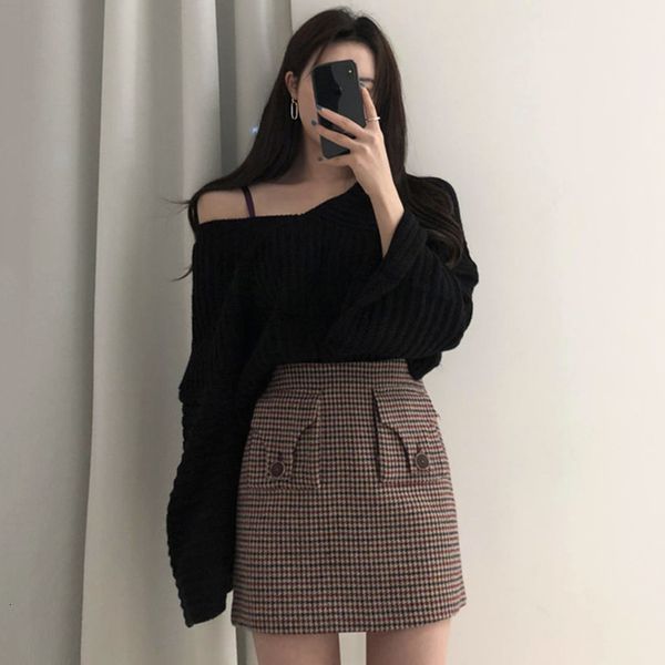 dress korean style vintage two women v-neck flared sleeve sweater and high waist plaid a-line mini skirt piece outfit m3qc drrc, Black;gray
dress korean style vintage two women v-neck flared sleeve sweater and high waist plaid a-line mini skirt piece outfit m3qc drrc, Black;gray