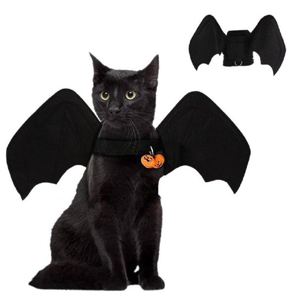 cat costumes cute black bat wings and bell harness for pet halloween clothes costume supplies cats small dogs accessories 
cat costumes cute black bat wings and bell harness for pet halloween clothes costume supplies cats small dogs accessories
