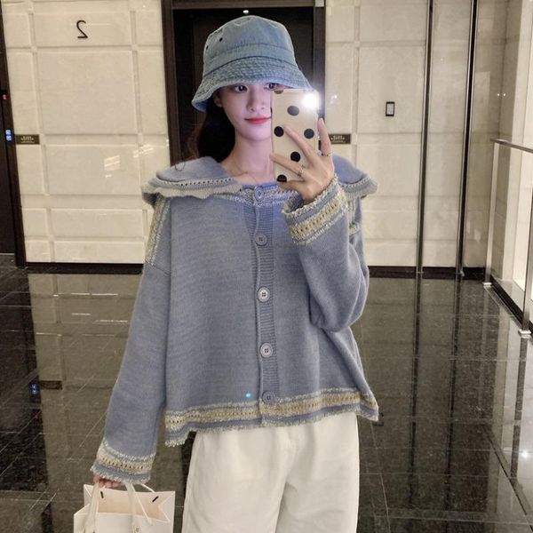 women's navy collar loose short sweater coat young girls spring autumn cute student casual knitted cardigan jacket korean, Black;brown
women's navy collar loose short sweater coat young girls spring autumn cute student casual knitted cardigan jacket korean, Black;brown