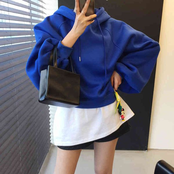 sweater hoodie of plain women long-sleeve hoodies with the velvet, White;black