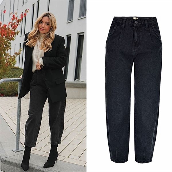 spring autumn fashion cotton denim women high waist black retro harem washed office lady casual jeans female k344, Blue
spring autumn fashion cotton denim women high waist black retro harem washed office lady casual jeans female k344, Blue