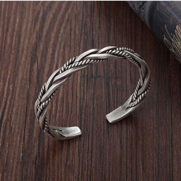 bangle retro punk rope woven twisted pattern for men's women's casual fashion cuff opening bracelet jewelry, Black 
bangle retro punk rope woven twisted pattern for men's women's casual fashion cuff opening bracelet jewelry, Black