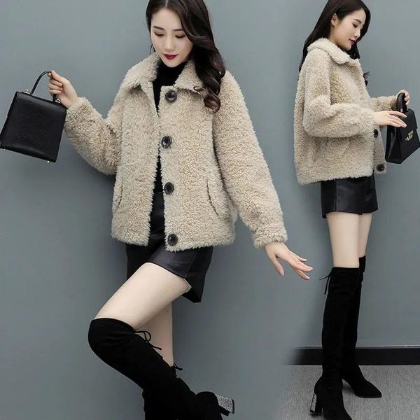 women's fur & faux autumn winter women coat thicken warm teddy jacket casual fashion lamb overcoat fluffy cozy loose outerwear, Black
women's fur & faux autumn winter women coat thicken warm teddy jacket casual fashion lamb overcoat fluffy cozy loose outerwear, Black