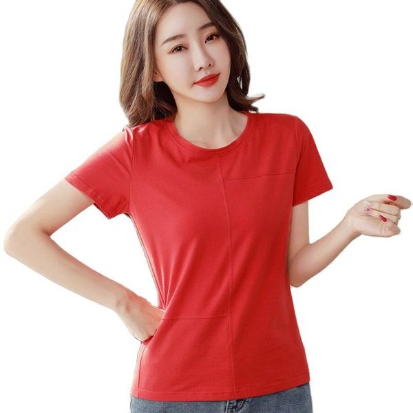 women's t-shirt summer 2021 t shirt women clothes casual short sleeve cotton tshirt bright line decoration elastic plus size tee, White
women's t-shirt summer 2021 t shirt women clothes casual short sleeve cotton tshirt bright line decoration elastic plus size tee, White